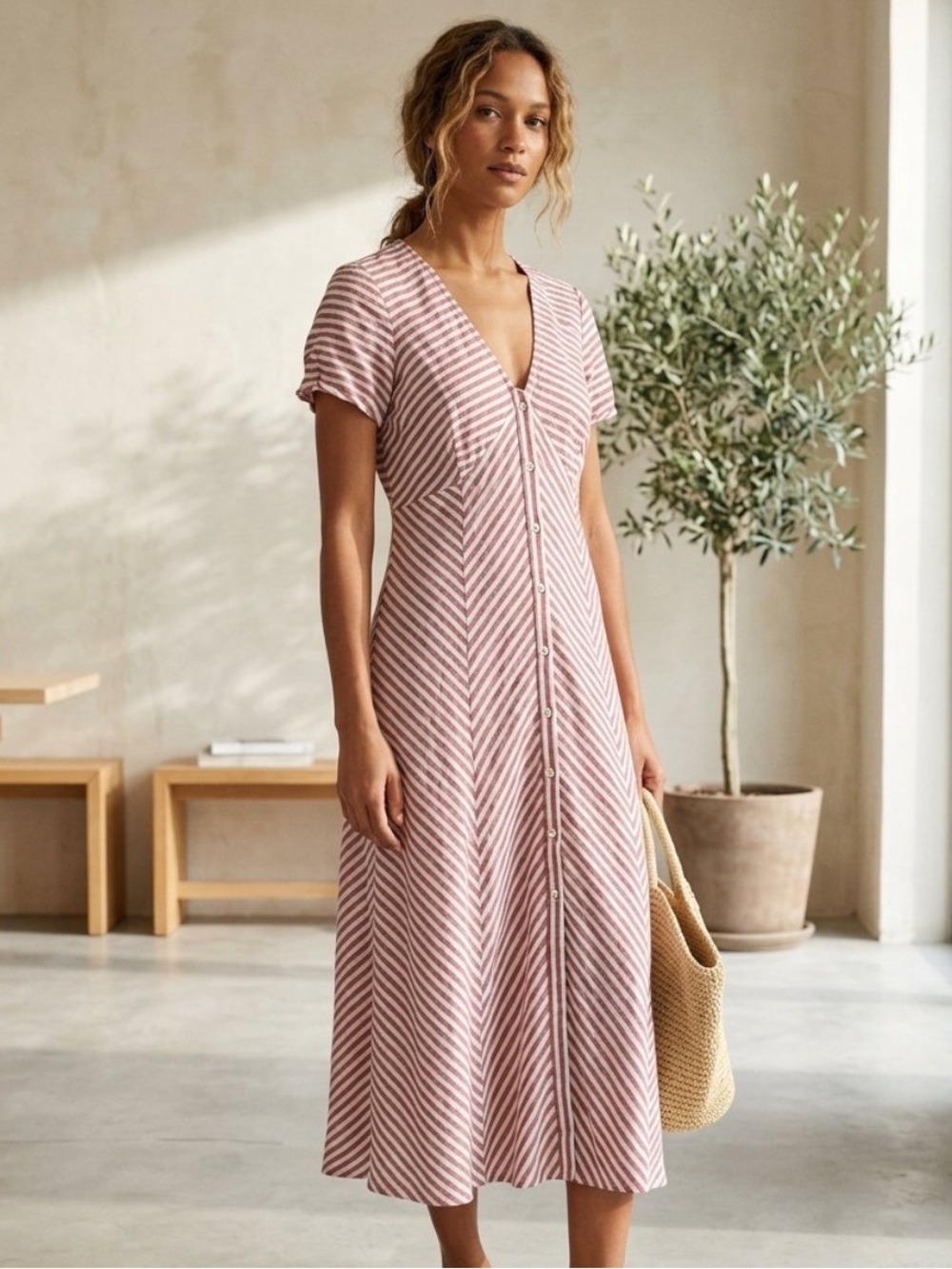 Max Studio Rose Striped Button-Front Dress
Size 12
Casual